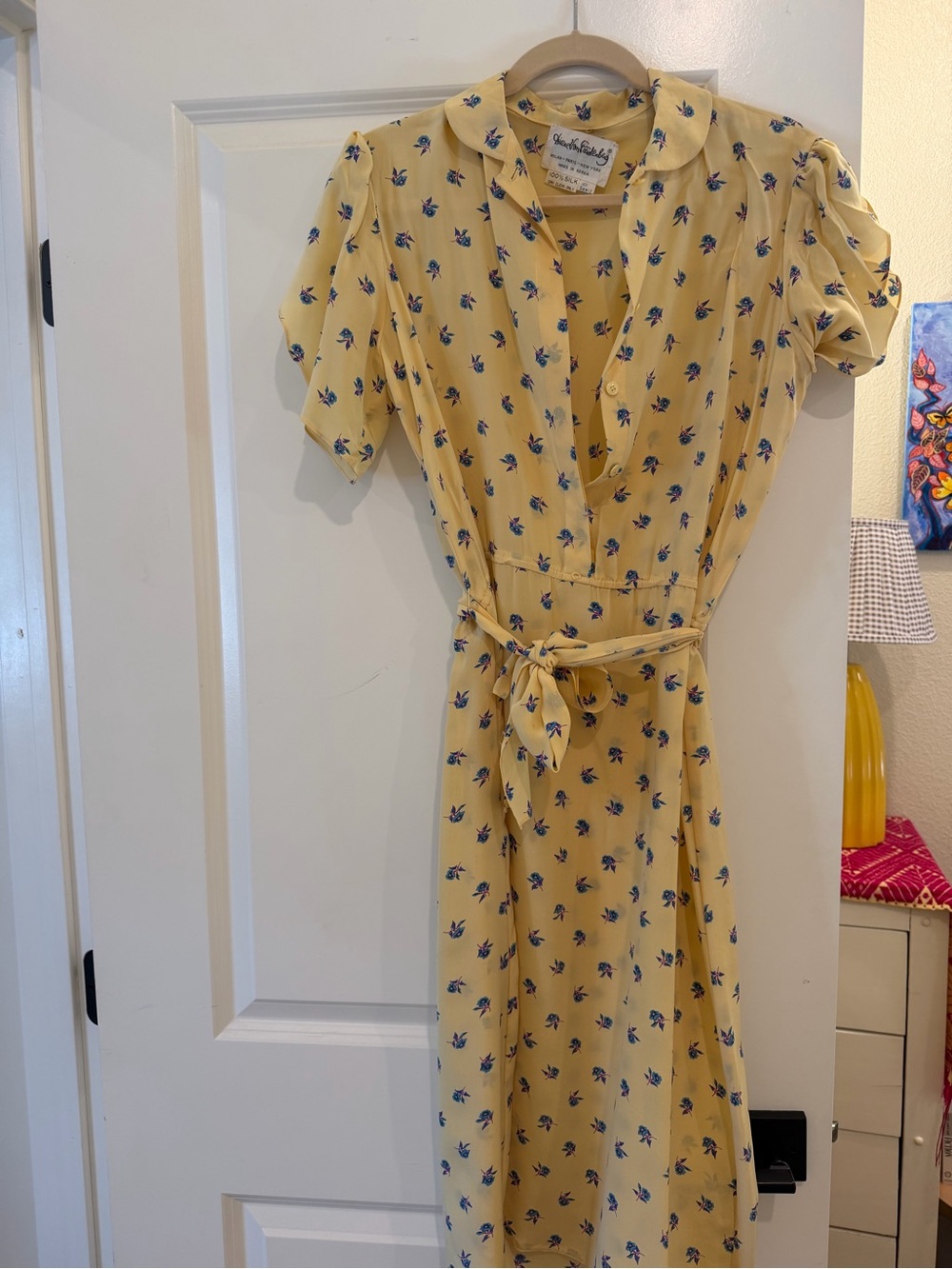 Diane Von Furstenberg Yellow Floral Wrap Midi Dress